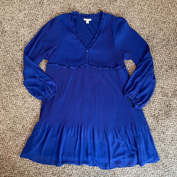 Size Large Est. 1946 cobalt blue accordion pleated dress - Picture 3 of 11